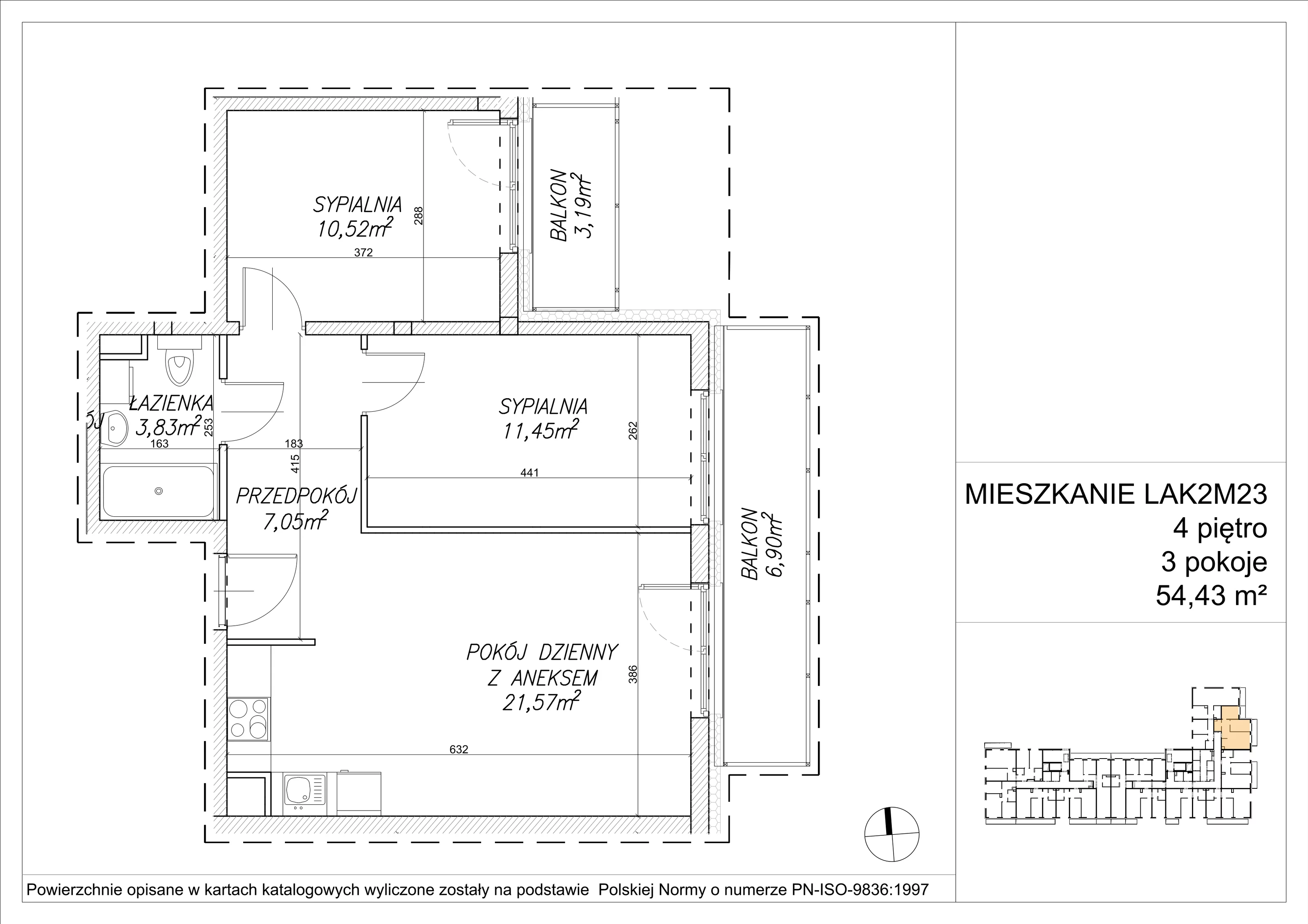 3 pokoje, mieszkanie 54,49 m², piętro 4, oferta nr LAK2M23, Lipa Piotrkowska, Wrocław, Lipa Piotrowska, Psie Pole, ul Szałwiowa 6