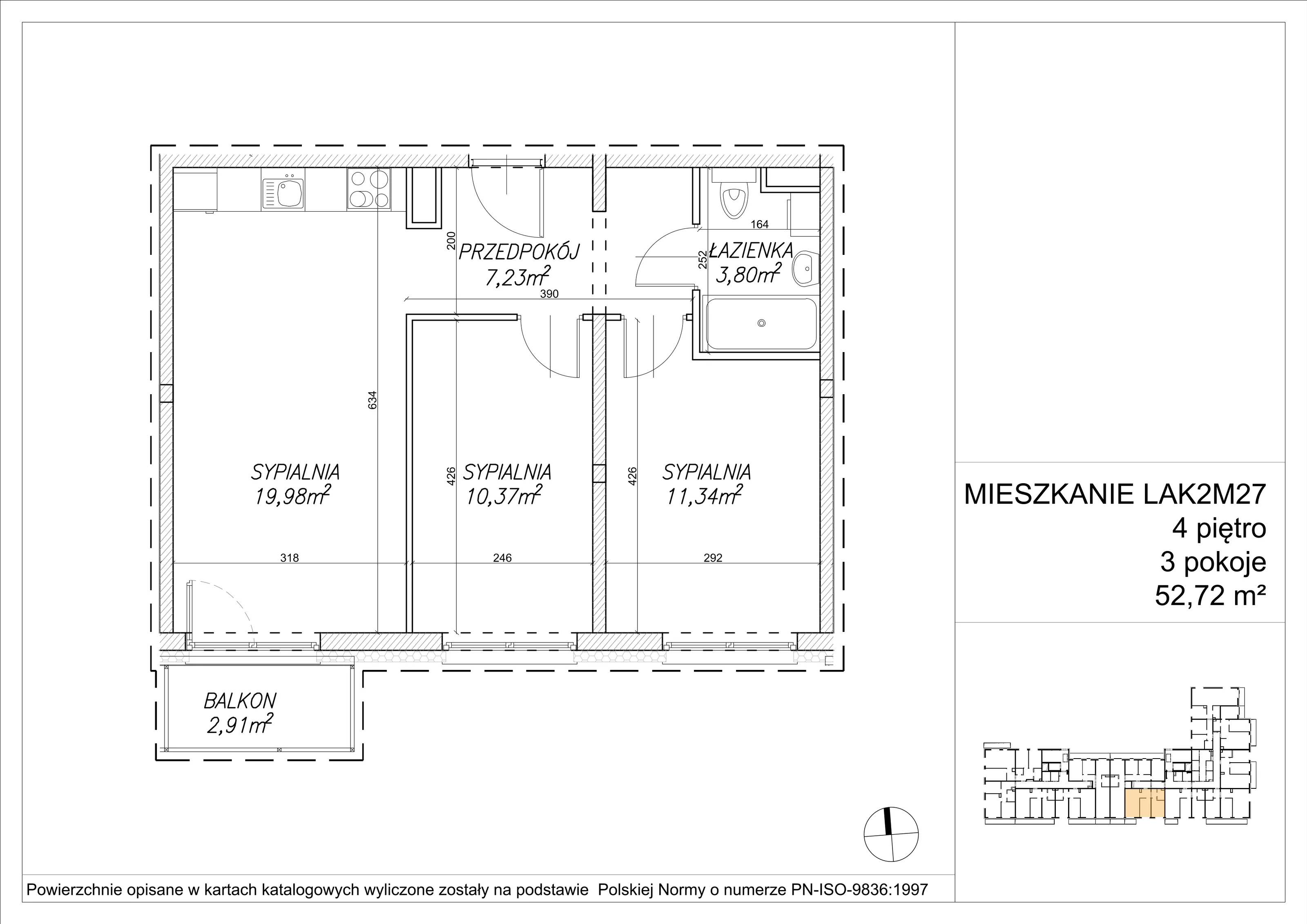 3 pokoje, mieszkanie 52,71 m², piętro 4, oferta nr LAK2M27, Lipa Piotrkowska, Wrocław, Lipa Piotrowska, Psie Pole, ul Szałwiowa 6