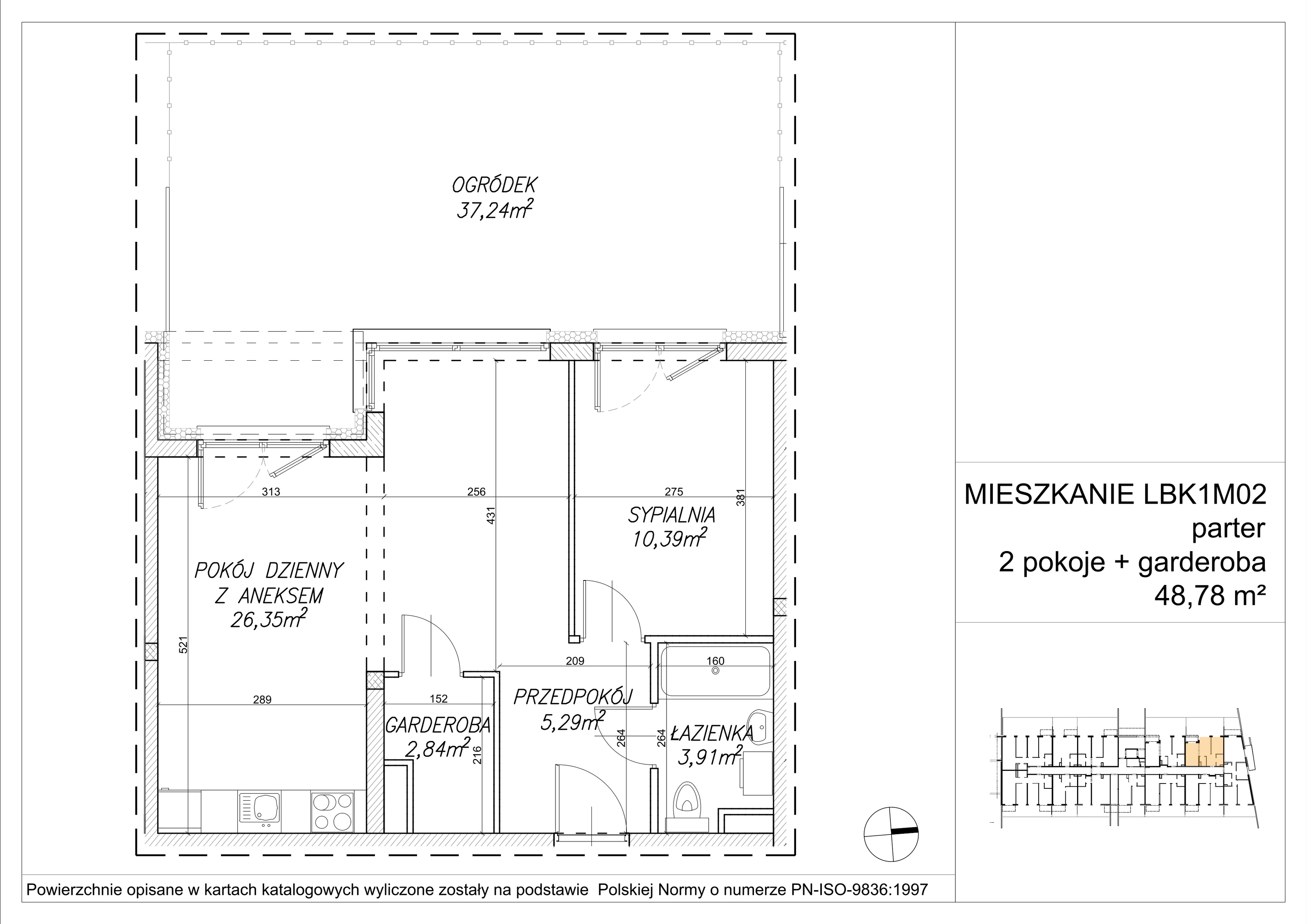 2 pokoje, mieszkanie 48,85 m², parter, oferta nr LBK1M02, Lipa Piotrkowska, Wrocław, Lipa Piotrowska, Psie Pole, ul Szałwiowa 6