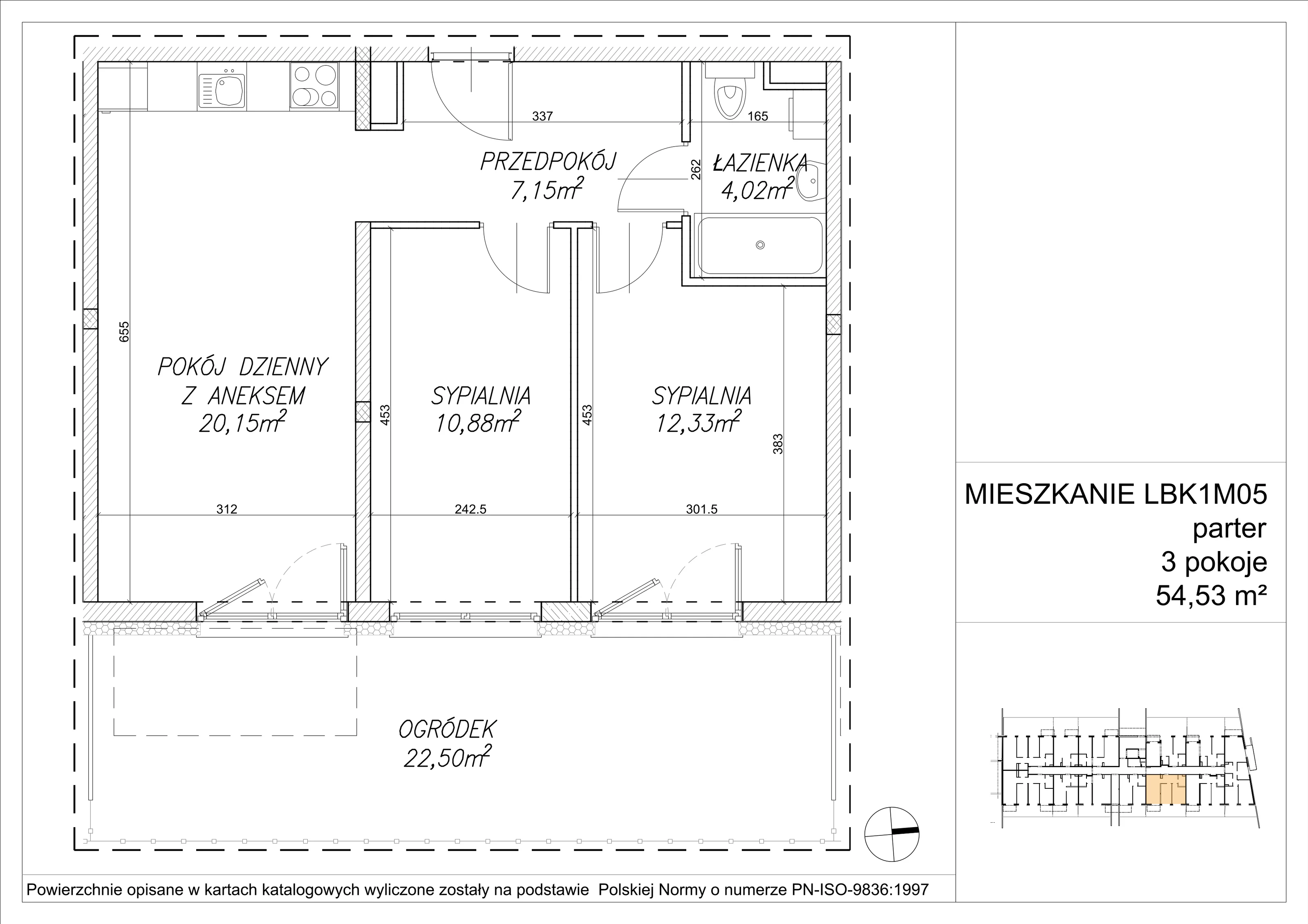 3 pokoje, mieszkanie 54,64 m², parter, oferta nr LBK1M05, Lipa Piotrkowska, Wrocław, Lipa Piotrowska, Psie Pole, ul Szałwiowa 6