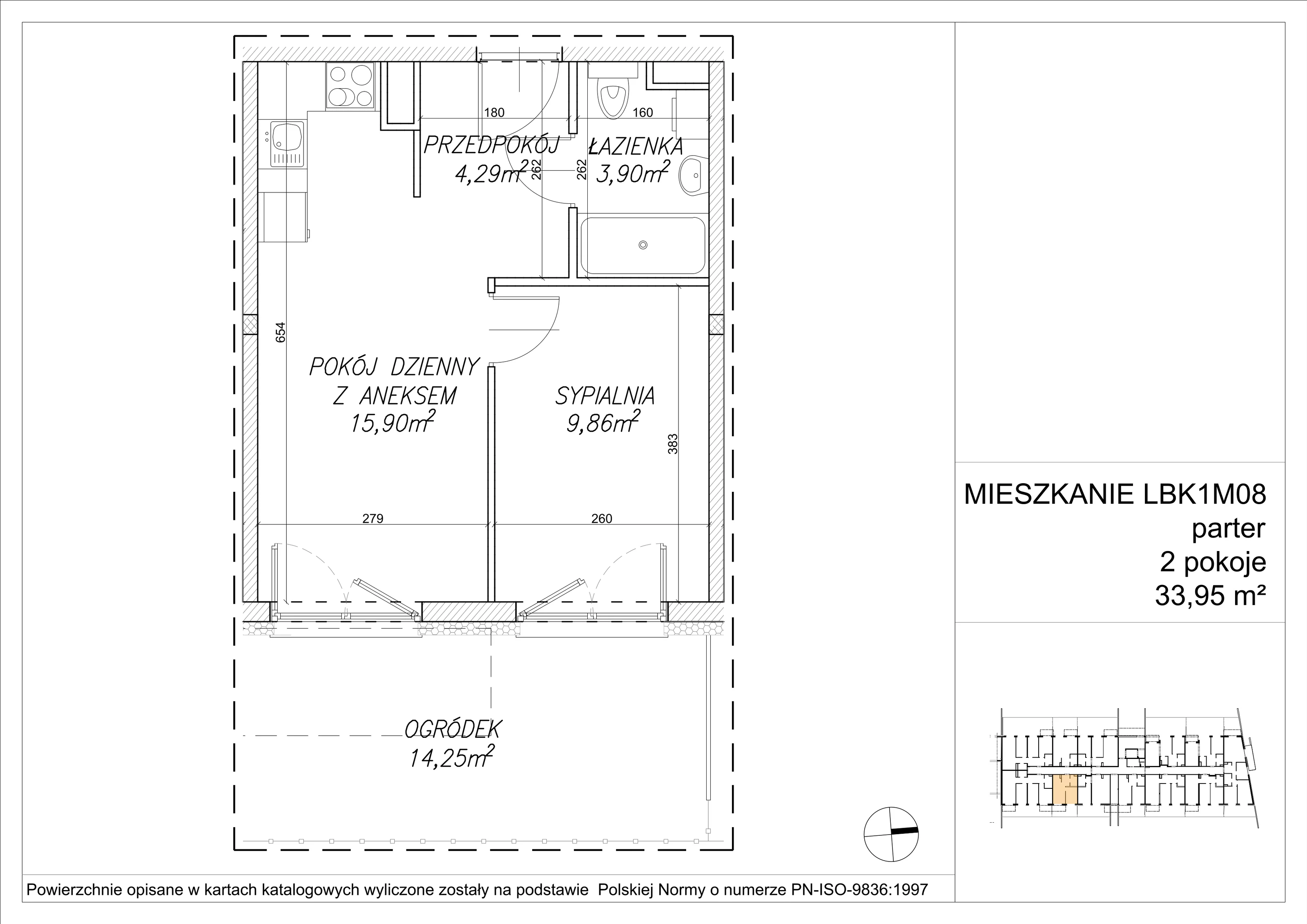 2 pokoje, mieszkanie 33,98 m², parter, oferta nr LBK1M08, Lipa Piotrkowska, Wrocław, Lipa Piotrowska, Psie Pole, ul Szałwiowa 6