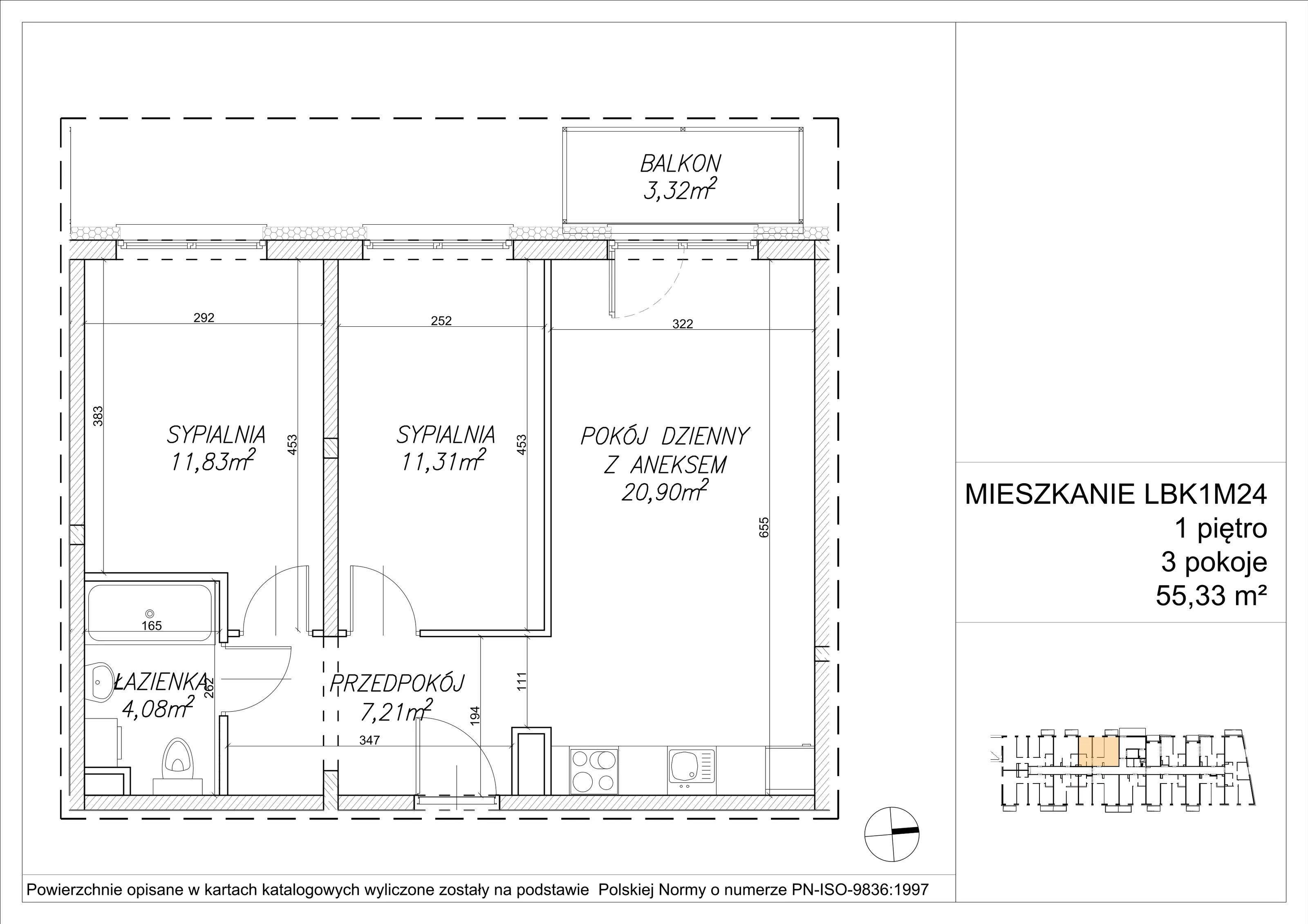3 pokoje, mieszkanie 55,33 m², piętro 1, oferta nr LBK1M24, Lipa Piotrkowska, Wrocław, Lipa Piotrowska, Psie Pole, ul Szałwiowa 6