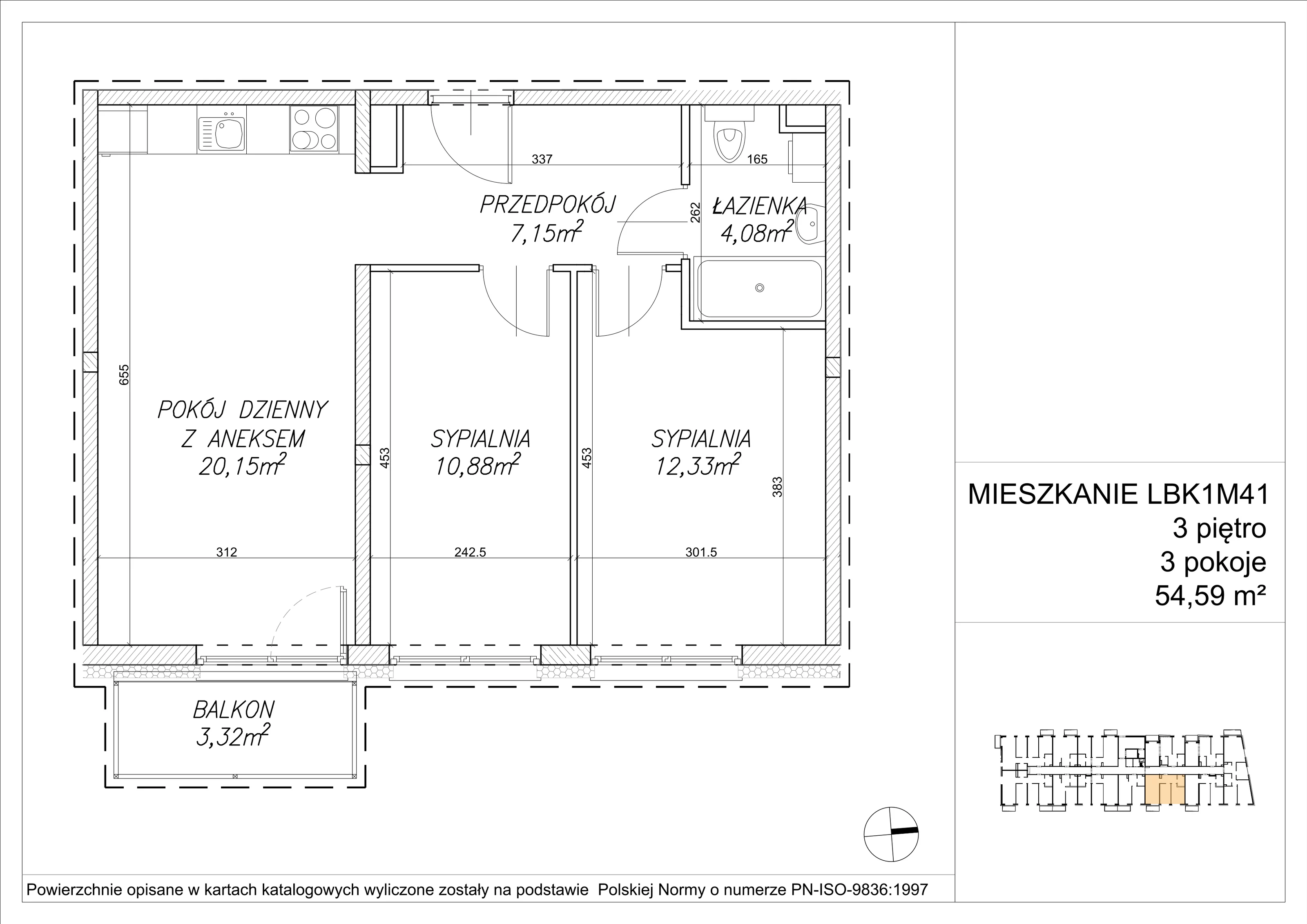 3 pokoje, mieszkanie 54,67 m², piętro 3, oferta nr LBK1M41, Lipa Piotrkowska, Wrocław, Lipa Piotrowska, Psie Pole, ul Szałwiowa 6