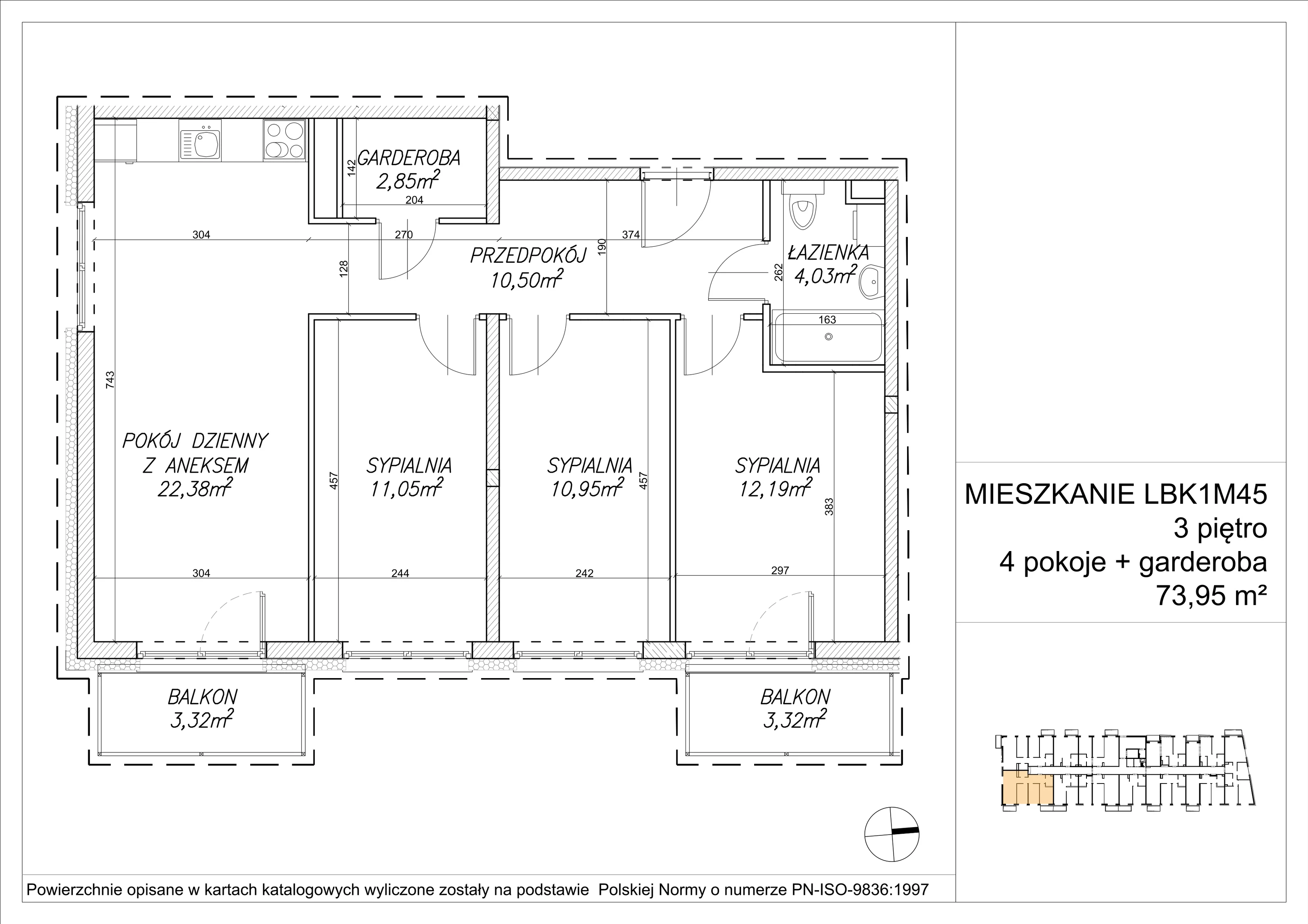 4 pokoje, mieszkanie 74,08 m², piętro 3, oferta nr LBK1M45, Lipa Piotrkowska, Wrocław, Lipa Piotrowska, Psie Pole, ul Szałwiowa 6