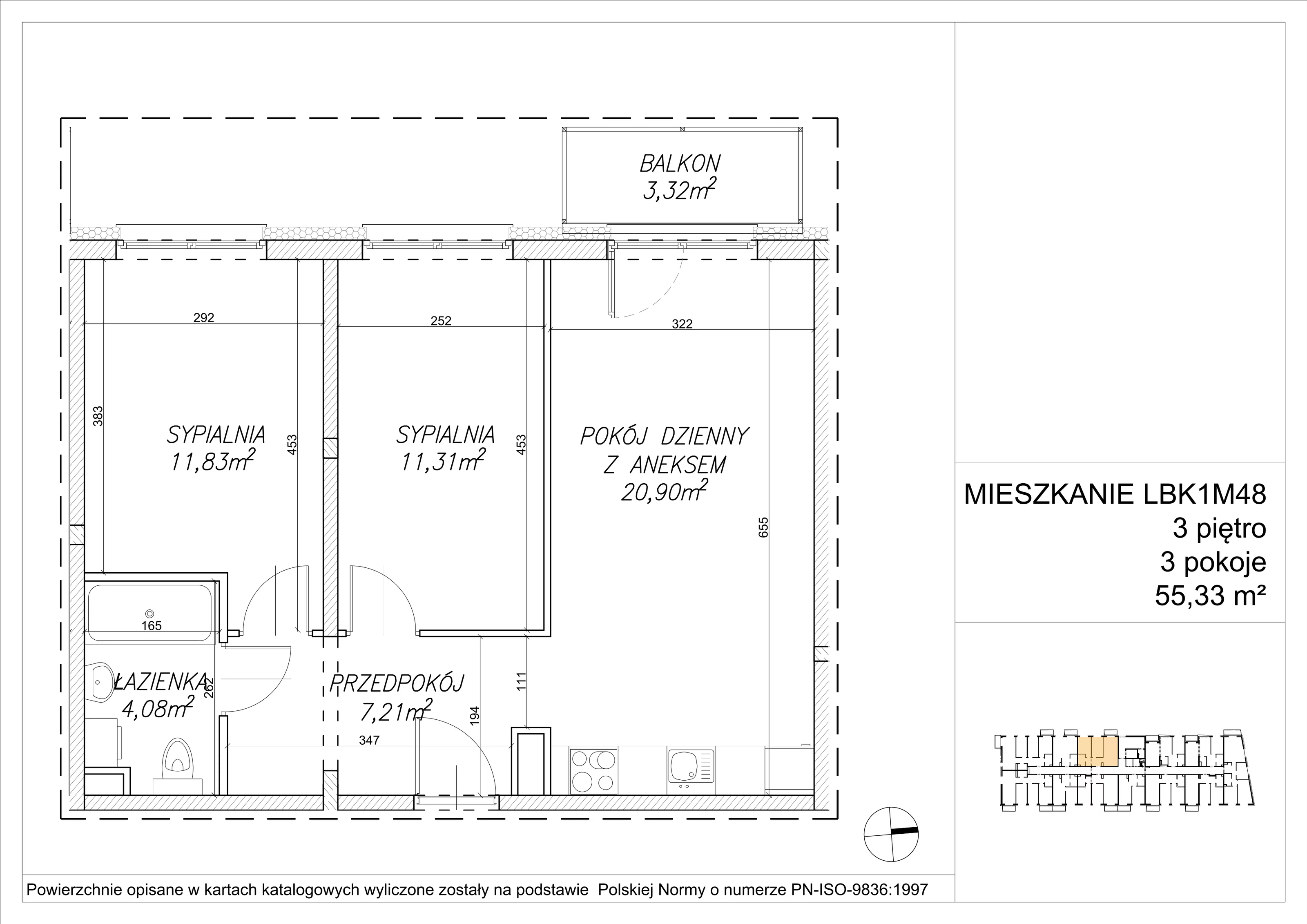 3 pokoje, mieszkanie 55,47 m², piętro 3, oferta nr LBK1M48, Lipa Piotrkowska, Wrocław, Lipa Piotrowska, Psie Pole, ul Szałwiowa 6