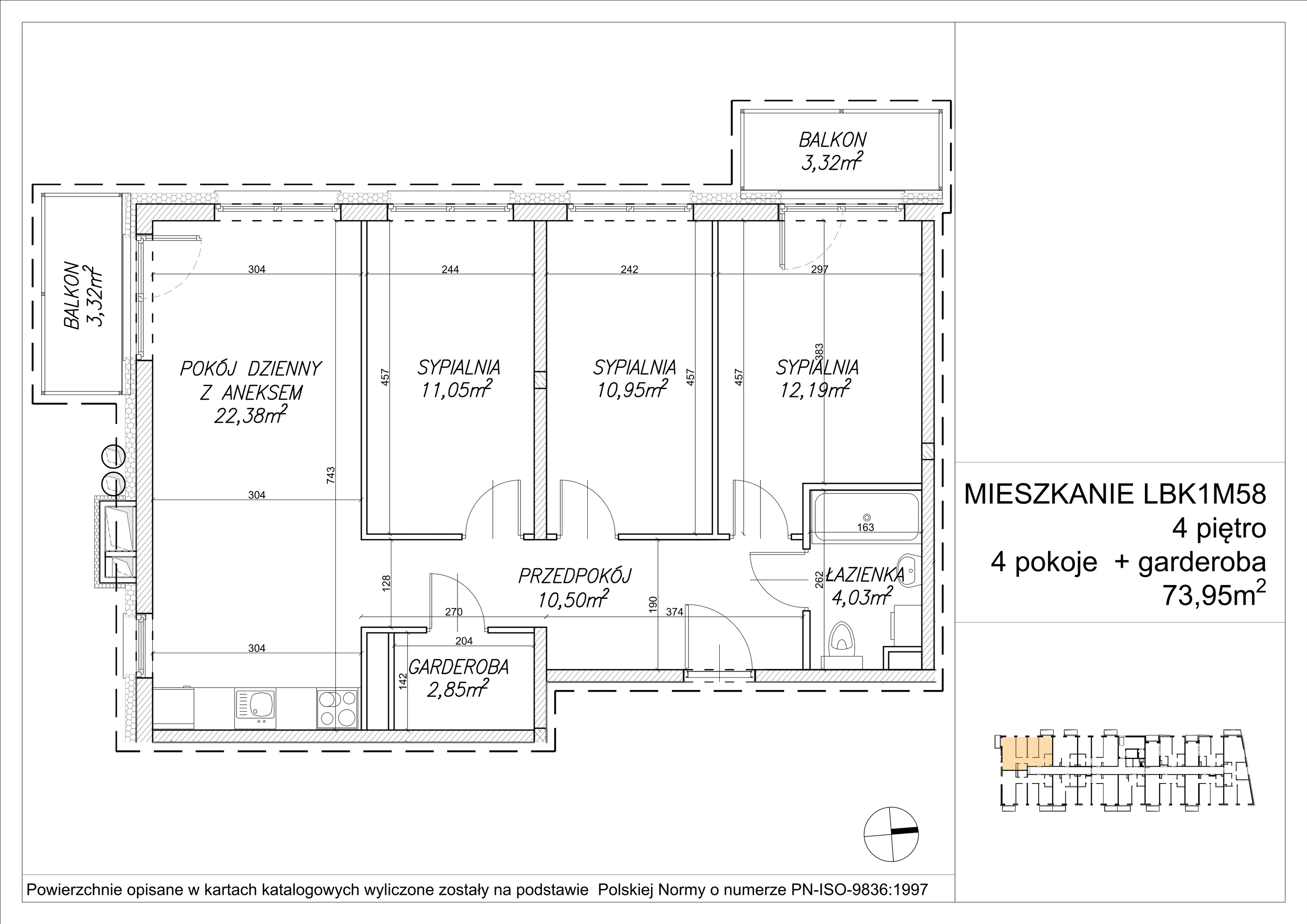4 pokoje, mieszkanie 74,12 m², piętro 4, oferta nr LBK1M58, Lipa Piotrkowska, Wrocław, Lipa Piotrowska, Psie Pole, ul Szałwiowa 6