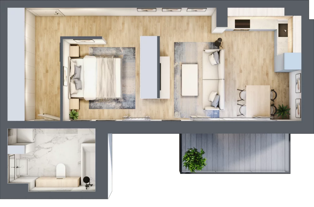 1 pokój, apartament 48,29 m², piętro 2, oferta nr K1.2.M56, Miasto Ogród Karłowice, Wrocław, Karłowice-Różanka, Psie Pole, ul. ks. Norberta Bończyka 40