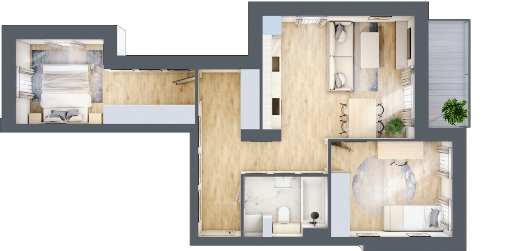 Apartament 60,67 m², piętro 2, oferta nr K2.2.M64, Miasto Ogród Karłowice, Wrocław, Karłowice-Różanka, Psie Pole, ul. ks. Norberta Bończyka 40