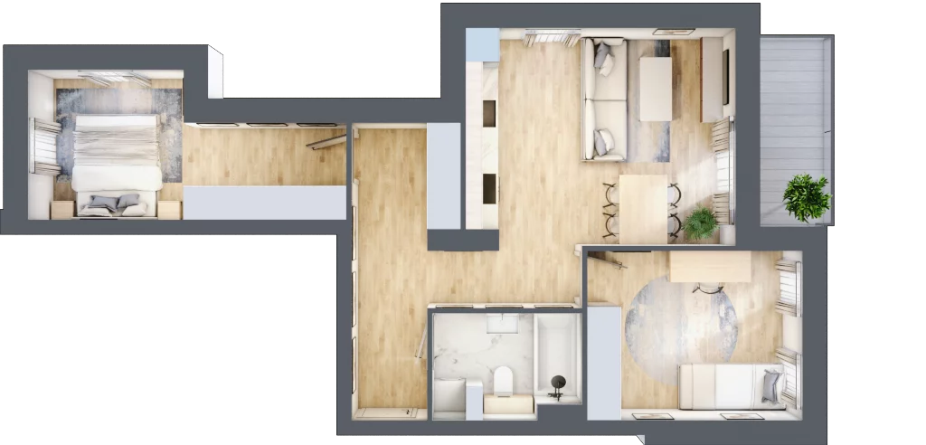 3 pokoje, apartament 60,67 m², piętro 2, oferta nr K2.2.M64, Miasto Ogród Karłowice, Wrocław, Karłowice-Różanka, Psie Pole, ul. ks. Norberta Bończyka 40