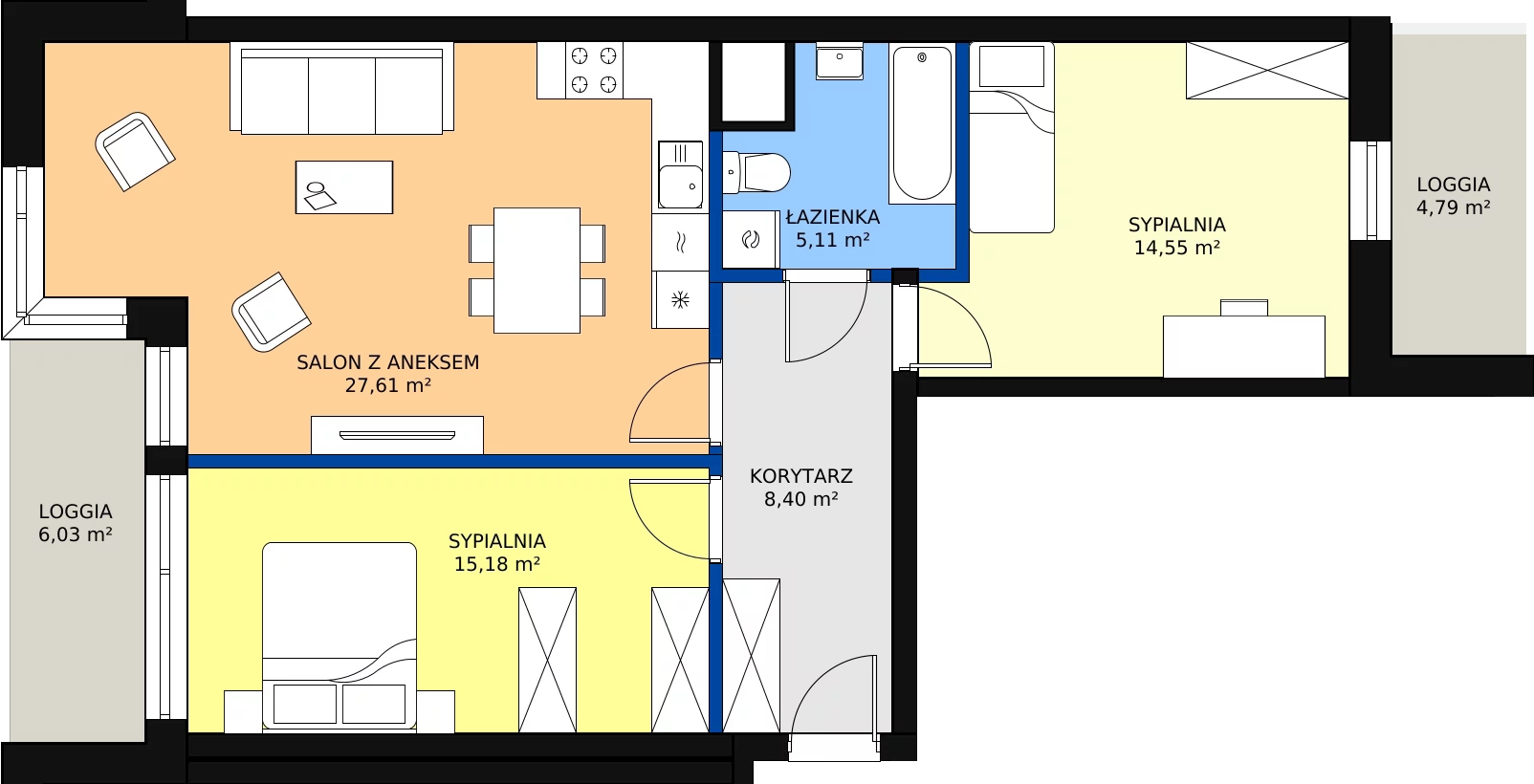 Zalety mieszkania 73.19 m², L1/K2/02