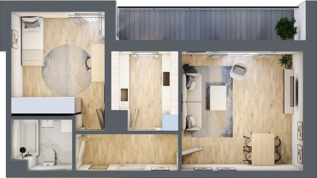 2 pokoje, mieszkanie 52,73 m², piętro 2, oferta nr L2/K3/02, Wybrzeże Reymonta 3, Wrocław, Kleczków, Psie Pole, ul. Władysława Reymonta