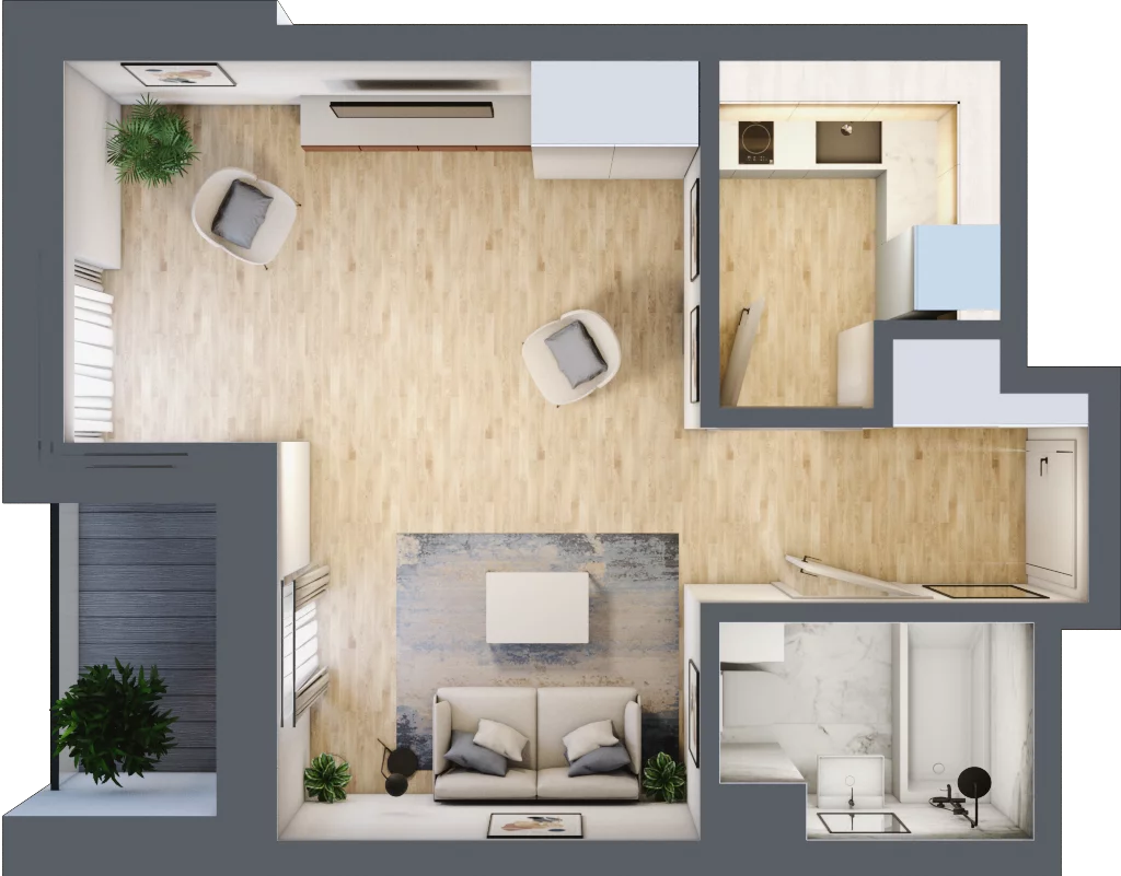2 pokoje, mieszkanie 31,84 m², piętro 4, oferta nr L4/K1/03, Wybrzeże Reymonta 3, Wrocław, Kleczków, Psie Pole, ul. Władysława Reymonta