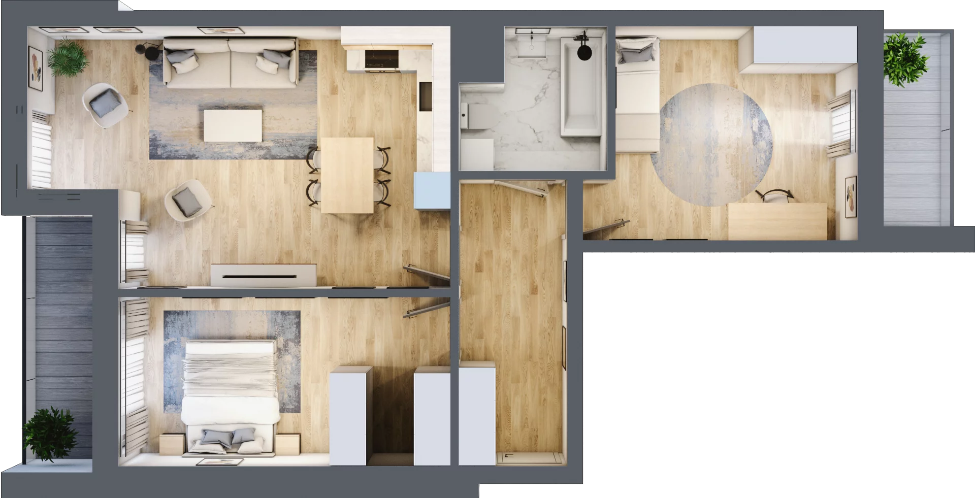 3 pokoje, mieszkanie 73,19 m², piętro 4, oferta nr L4/K2/02, Wybrzeże Reymonta 3, Wrocław, Kleczków, Psie Pole, ul. Władysława Reymonta