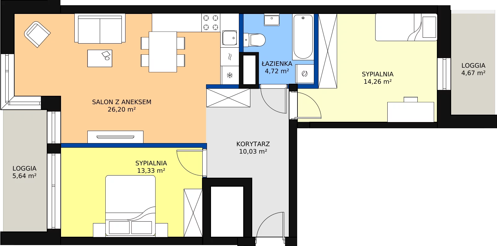 Zalety apartamentu 70.23 m², L4/K3/03