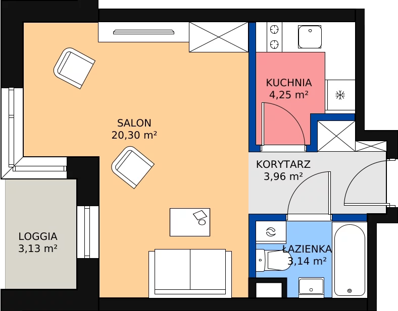 Zalety mieszkania 32.87 m², L6/K1/03