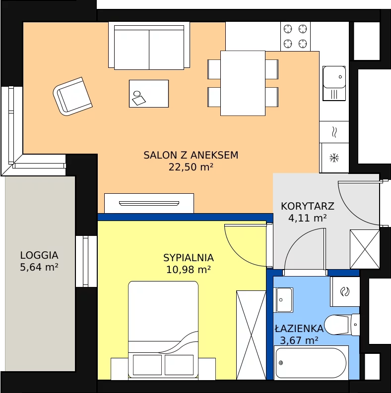 Zalety mieszkania 42.5 m², L6/K2/03