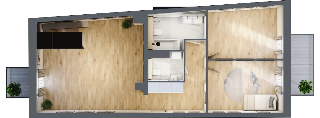 3 pokoje, apartament 72,11 m², piętro 3, oferta nr P.1.3.24, Partynice House II, Wrocław, Krzyki-Partynice, Krzyki, ul. Kawalerzystów