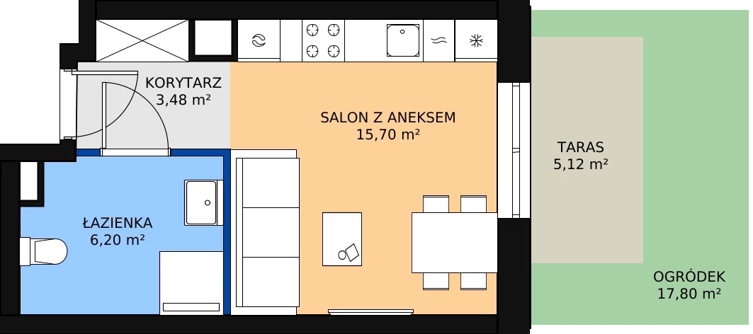 Zalety mieszkania 25.82 m², 00.1.M11