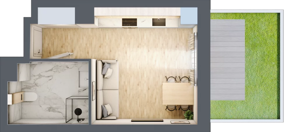 1 pokój, mieszkanie 25,82 m², parter, oferta nr 00.1.M11, Mieszczańska Park, Wrocław, Karłowice-Różanka, ul. Dmowskiego