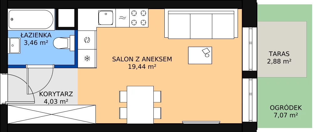Zalety mieszkania 27.27 m², 00.3.M04