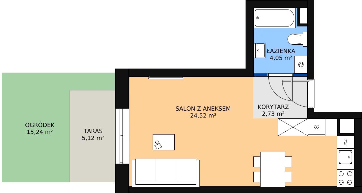 Zalety apartamentu 31.49 m², 00.3.M06