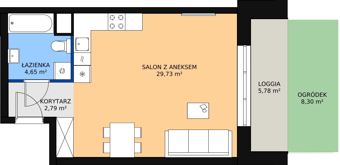 Zalety apartamentu 37.56 m², 00.4.M02