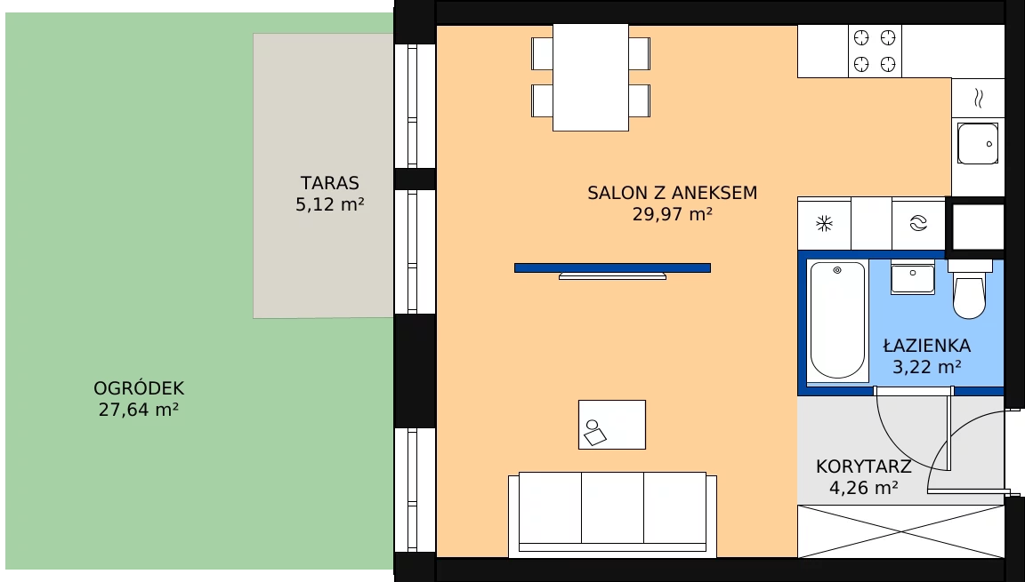 Zalety apartamentu 38.22 m², 00.4.M06