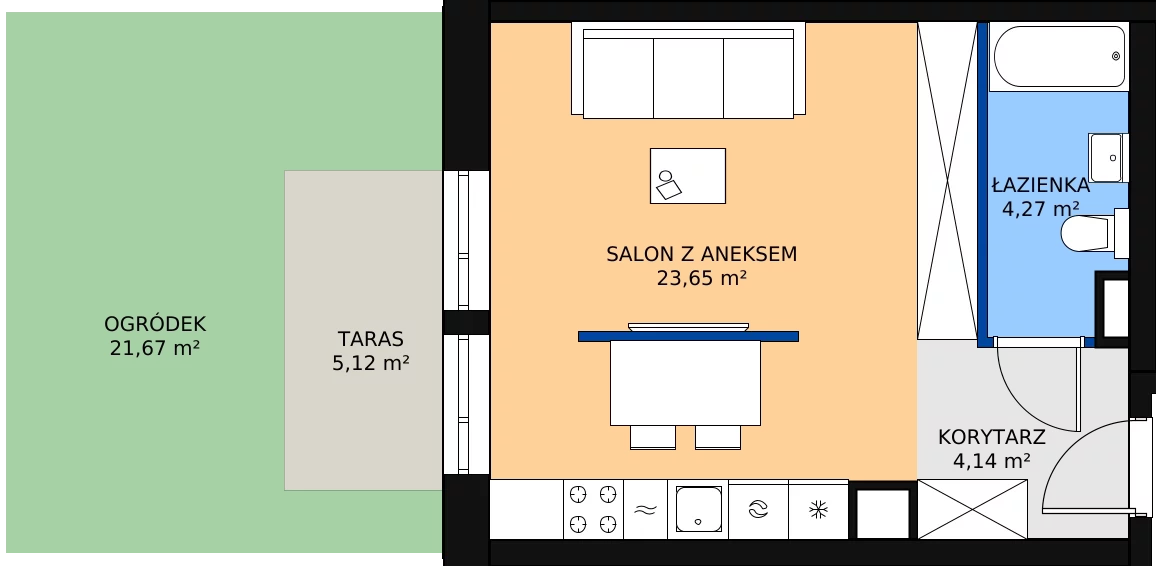 Zalety apartamentu 32.72 m², 00.4.M07