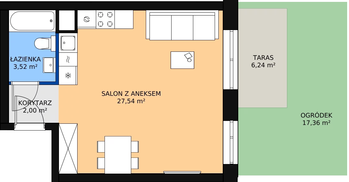 Zalety mieszkania 33.38 m², 00.5.M01