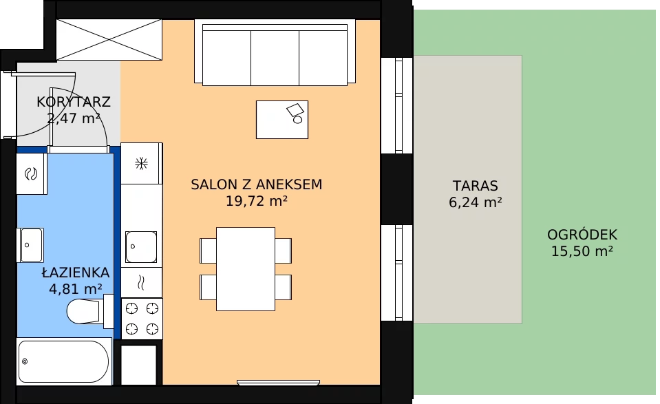 Zalety mieszkania 27.42 m², 00.5.M05
