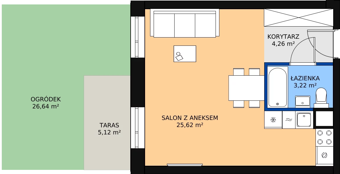 Zalety mieszkania 33.65 m², 00.5.M08