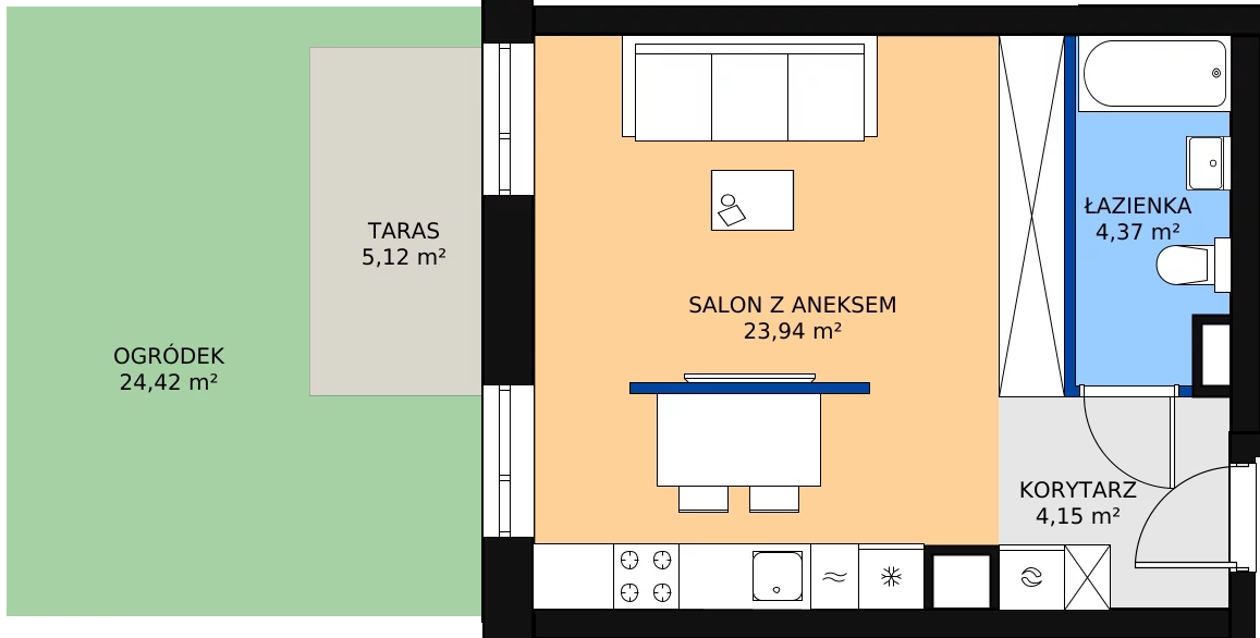 Zalety mieszkania 33.12 m², 00.5.M12
