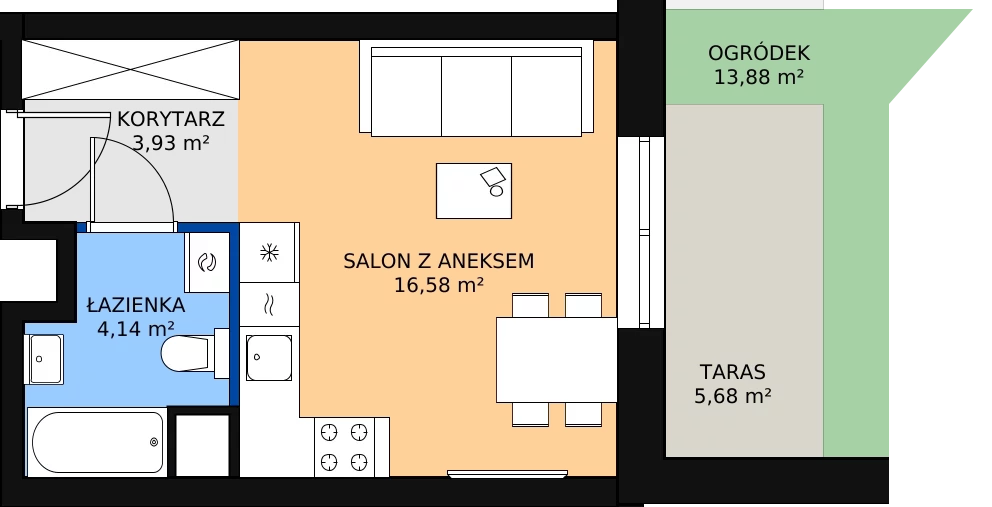 Zalety mieszkania 25.47 m², 00.6.M03