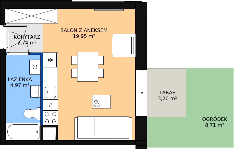 Zalety mieszkania 28.1 m², 00.6.M04