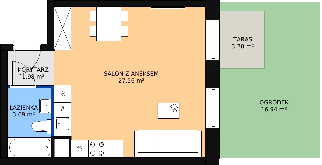 Zalety mieszkania 33.56 m², 00.6.M05