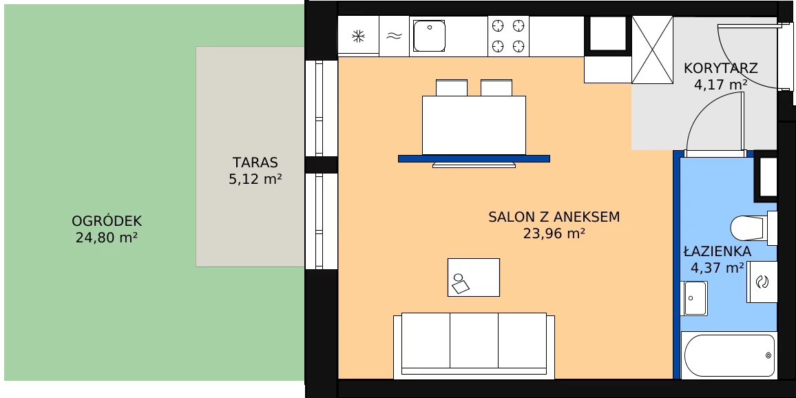 Zalety mieszkania 33.16 m², 00.6.M06