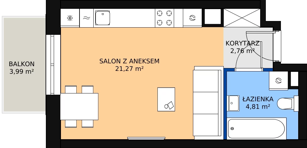 Zalety mieszkania 29.22 m², 01.1.M12