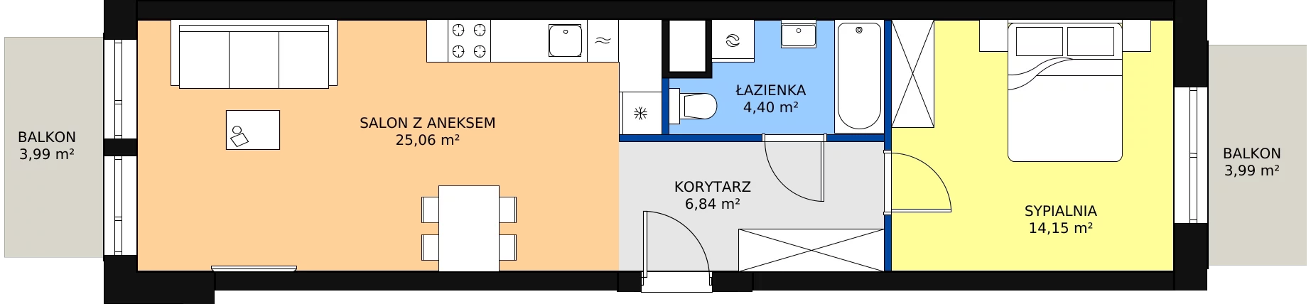 Zalety mieszkania 51.26 m², 01.6.M02