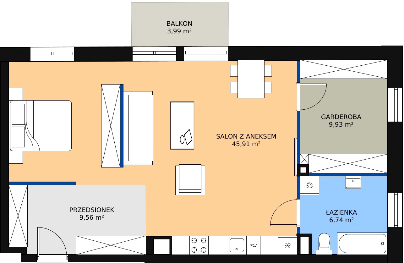 Zalety apartamentu 73.39 m², 02.3.M05