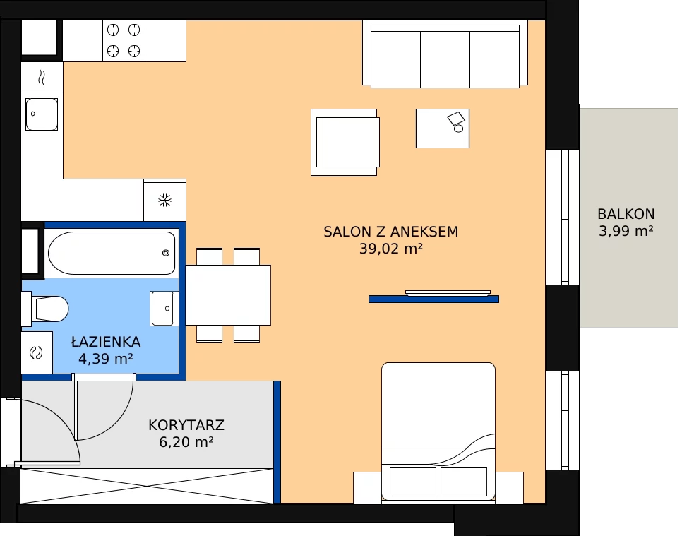 Zalety apartamentu 50.61 m², 02.3.M06
