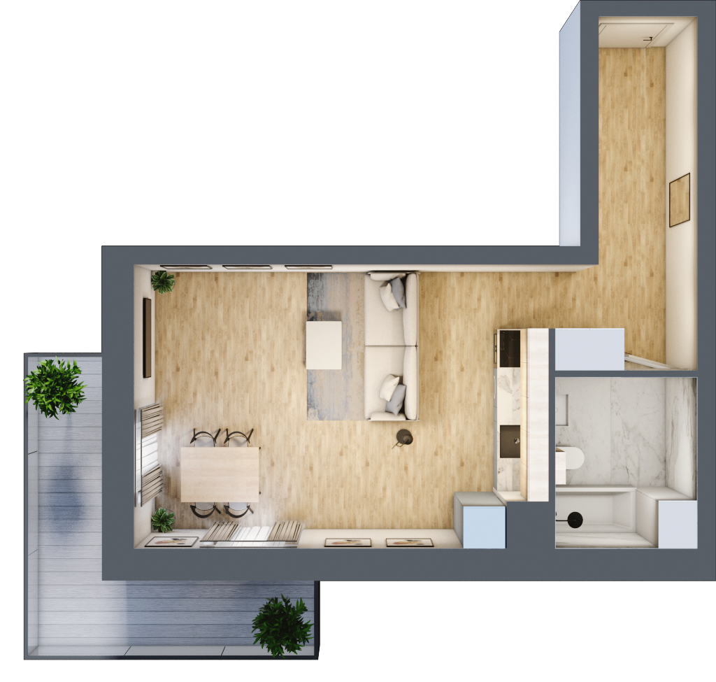 Mieszkanie 37,43 m², piętro 2, oferta nr 02.4.M04, Mieszczańska Park, Wrocław, Karłowice-Różanka, ul. Dmowskiego