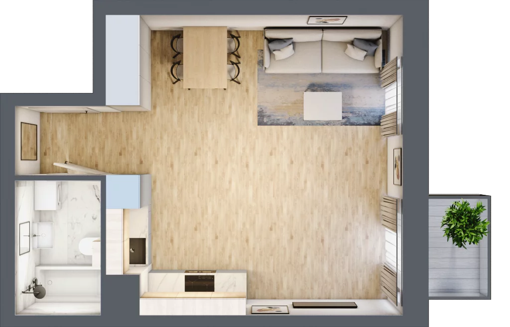 1 pokój, mieszkanie 33,68 m², piętro 2, oferta nr 02.5.M06, Mieszczańska Park, Wrocław, Karłowice-Różanka, ul. Dmowskiego