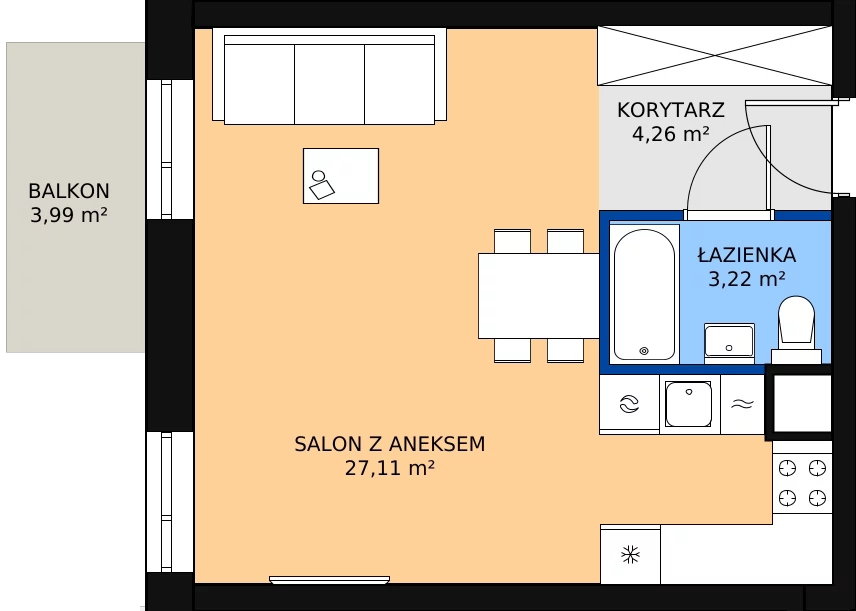 Zalety mieszkania 35.14 m², 02.5.M10