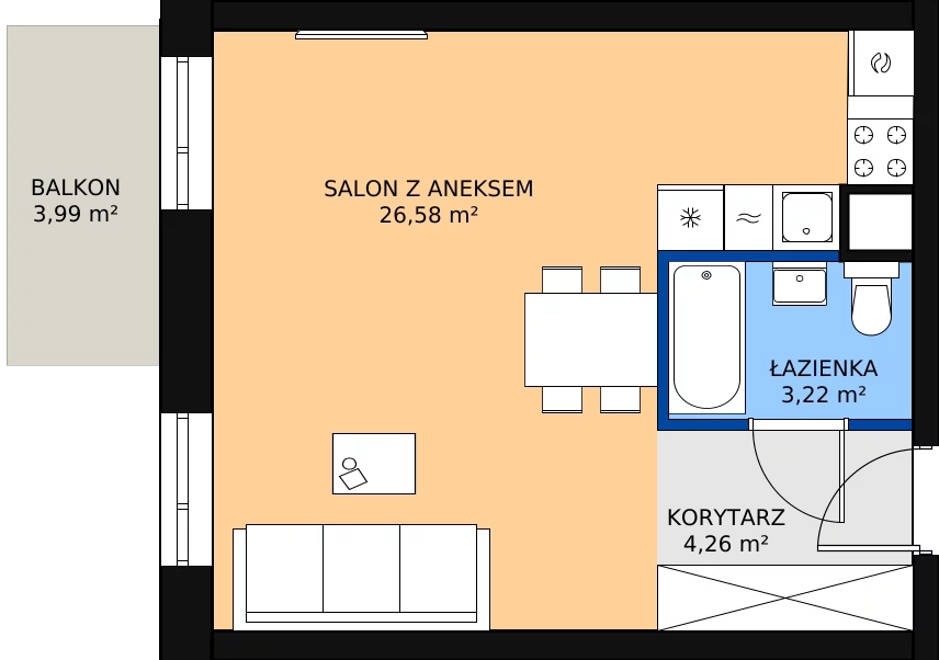 Zalety mieszkania 34.61 m², 02.5.M11