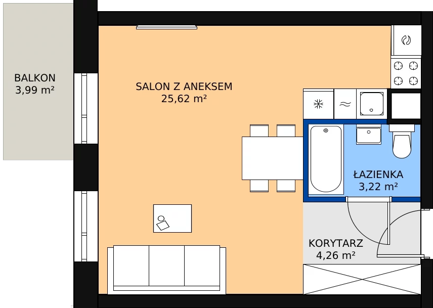 Zalety mieszkania 33.65 m², 02.5.M12