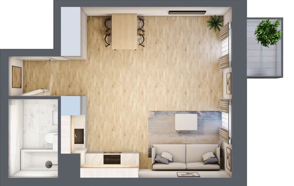 1 pokój, mieszkanie 33,23 m², piętro 2, oferta nr 02.6.M05, Mieszczańska Park, Wrocław, Karłowice-Różanka, ul. Dmowskiego