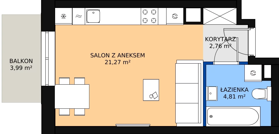 Zalety mieszkania 29.22 m², 03.1.M10