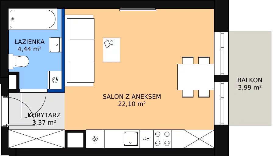 Zalety apartamentu 30.33 m², 03.2.M02