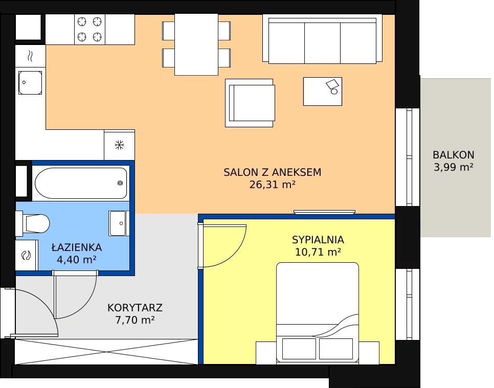 Zalety mieszkania 50.44 m², 03.3.M06