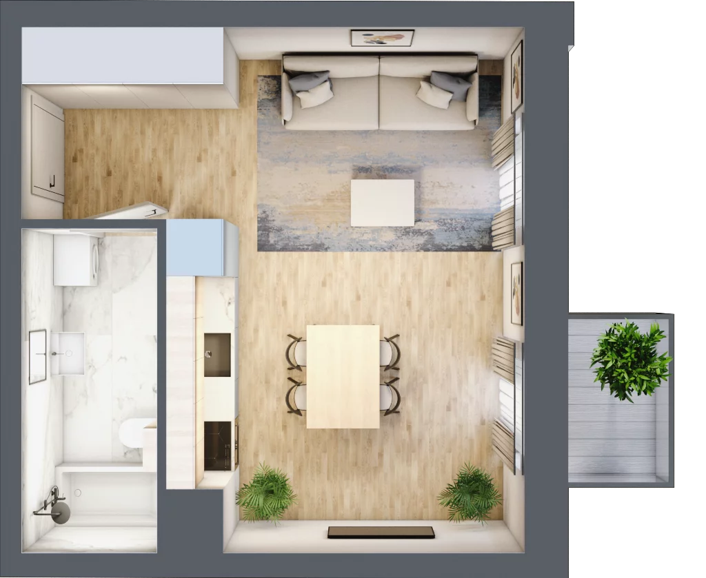 1 pokój, mieszkanie 28,52 m², piętro 3, oferta nr 03.5.M04, Mieszczańska Park, Wrocław, Karłowice-Różanka, ul. Dmowskiego